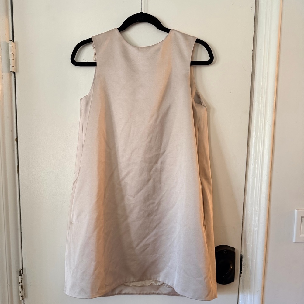 COS satin racer neck mini dress